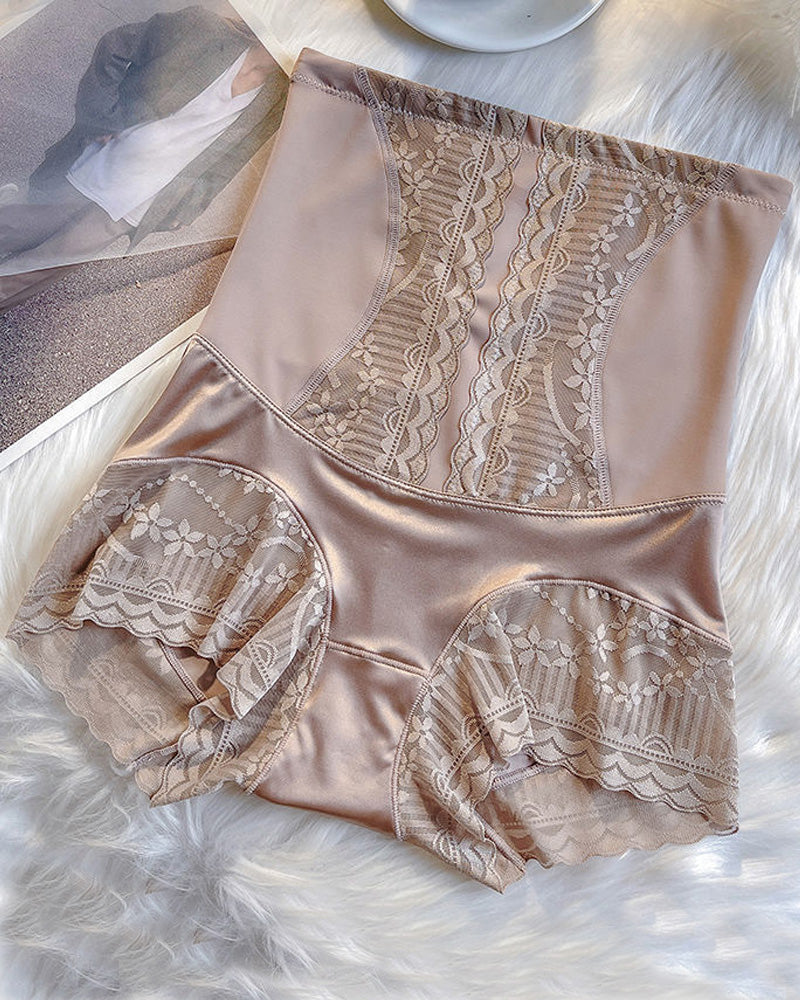 High-waisted panties for women, seamless, anti-roll, postpartum, transparent
