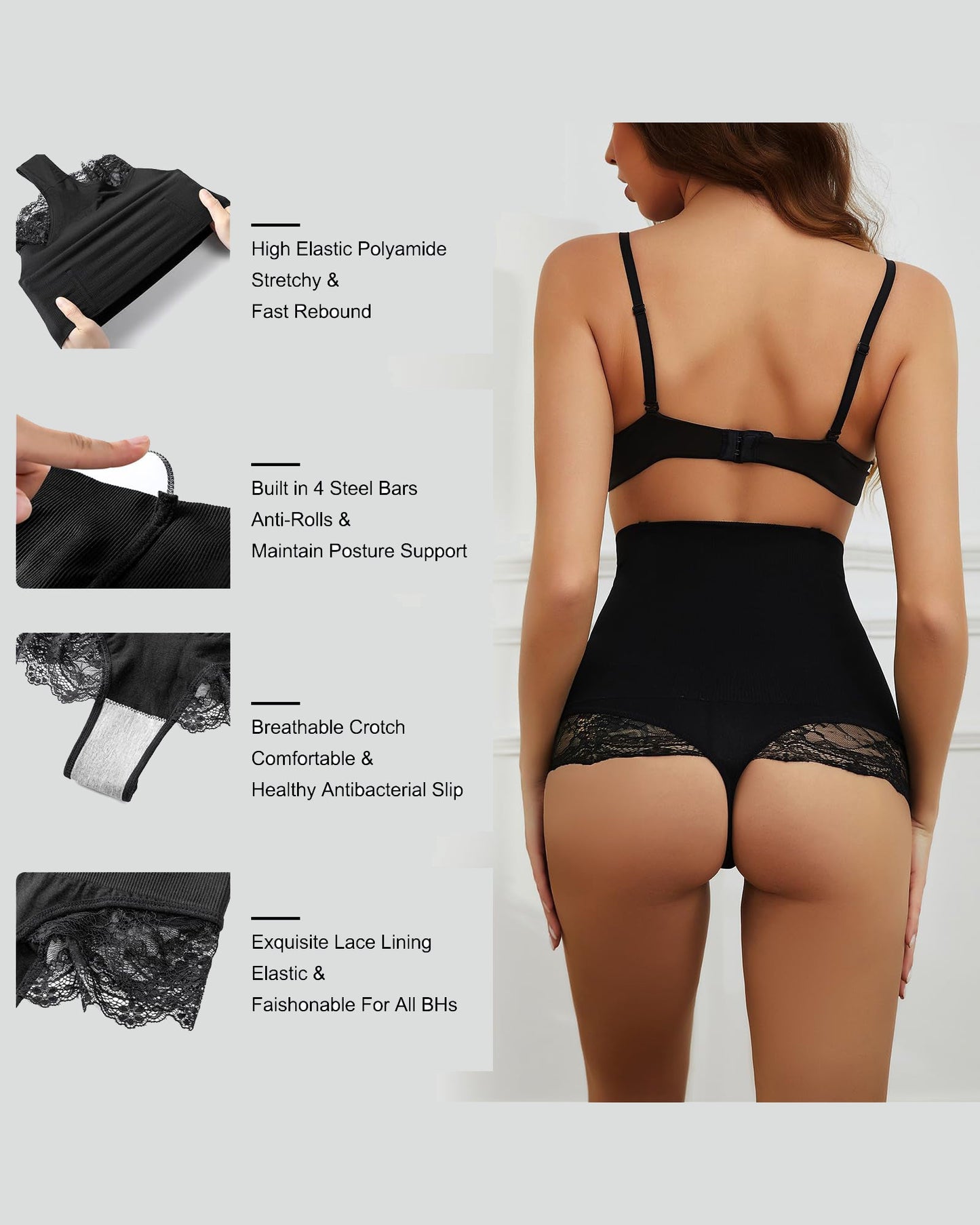 Seamless tummy control thong High-waisted shorts