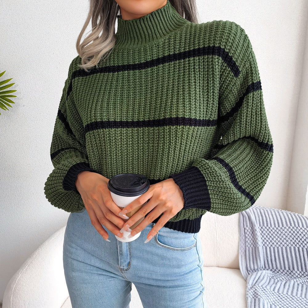Elegant Striped Cotton Sweater - Comfortable Chic