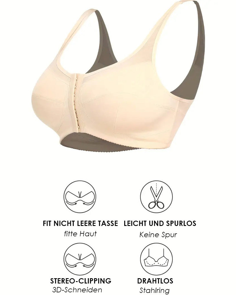 Women's bra with front closure and adjustable straps