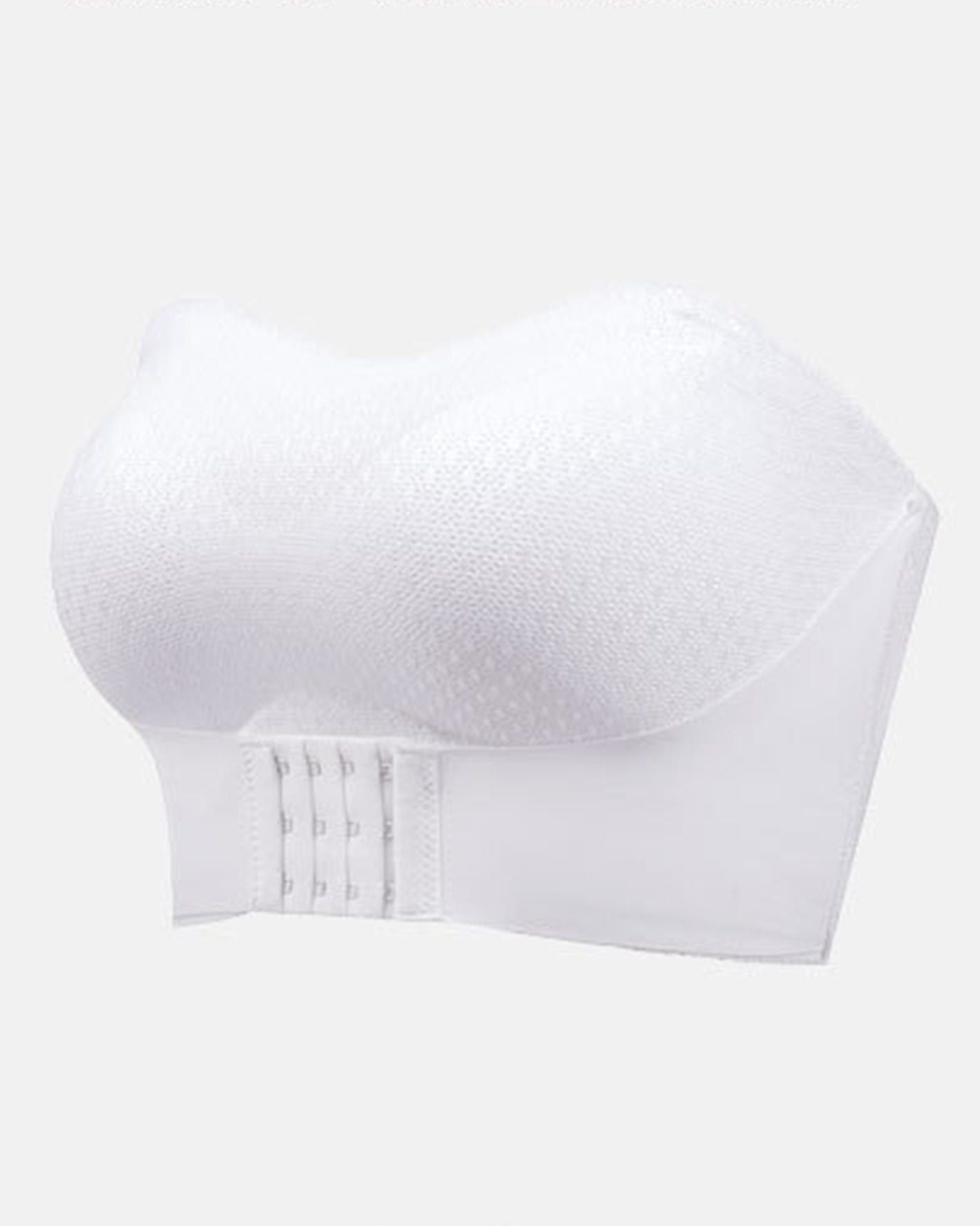 Strapless, underwire-free push-up bra with invisible front