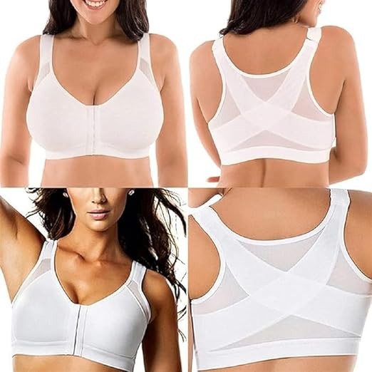 Women's bra with front closure and adjustable straps