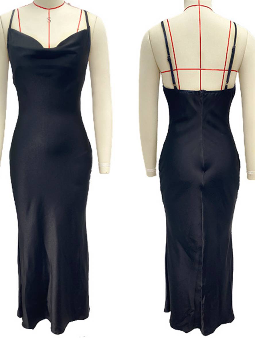 Zaprada satin form-fitting backless bridesmaid dress with thin straps, elegant evening wear for wedding guests