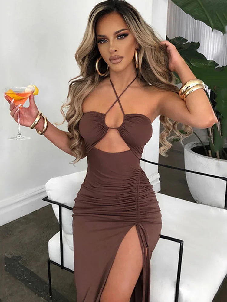 Women's Sleeveless Dress Zaprada Sexy Style and Halter Midi Dress for Night Club or Party Elegant and Flattering for Women