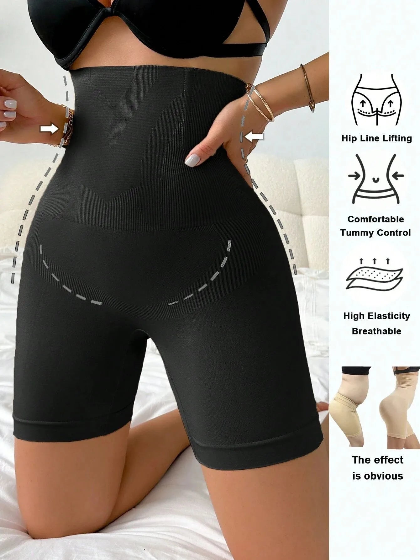 High-waisted shorts for a flat stomach and shapely buttocks