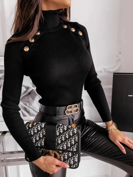 Women's High Collar Zaprada Customized Decorative Buttons for Autumn and Winter Elegant and Comfortable Style