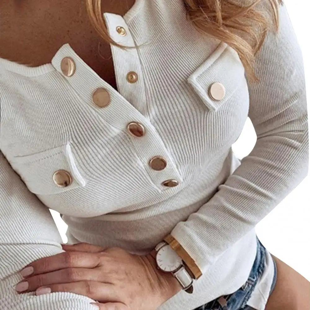 Women's Long Sleeve T-Shirt Zaprada Popular High Quality Fall Fashion Thin Button Top and Uni Large Size and Casual Style