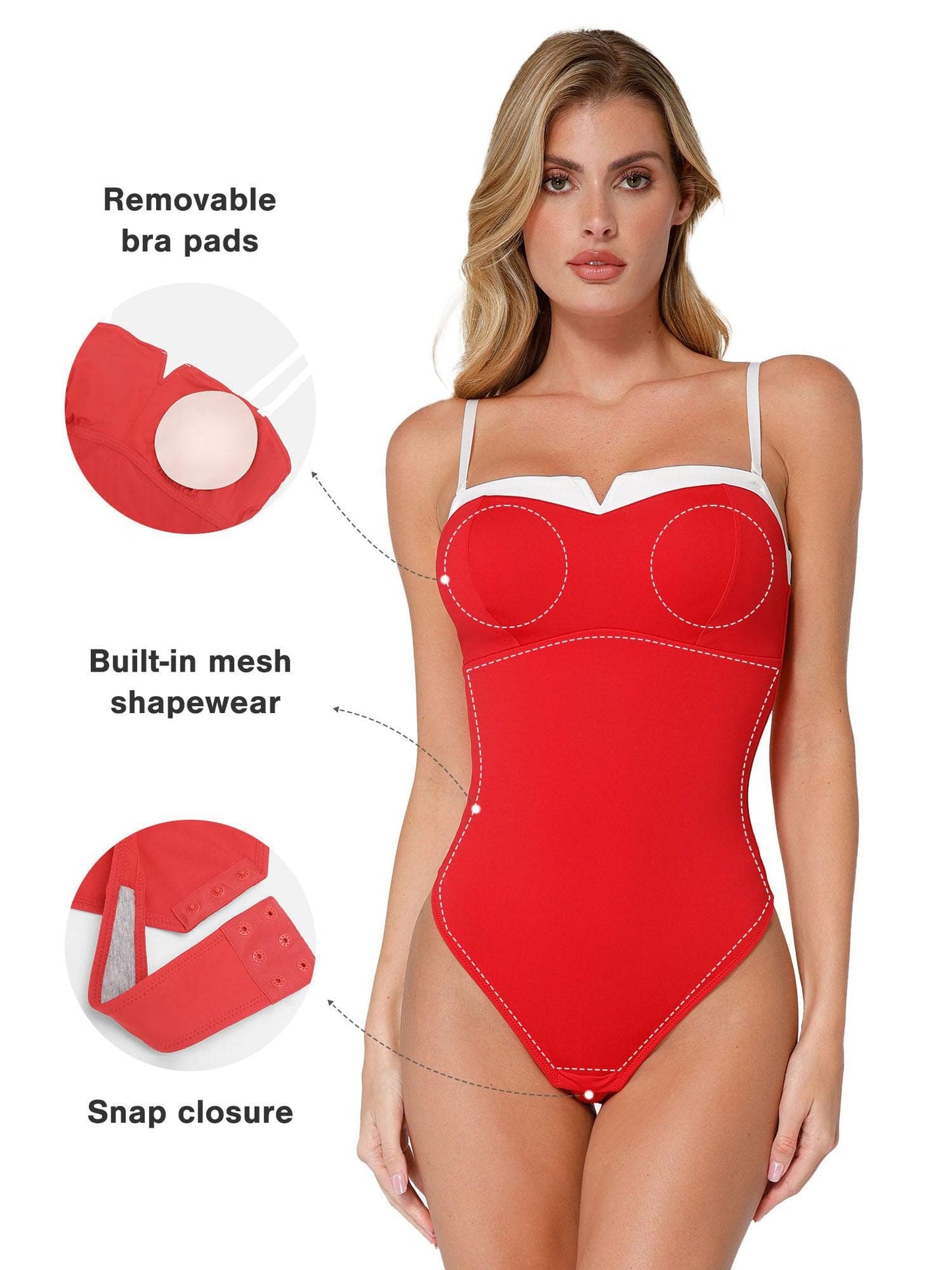 Sheathing bodysuit with contrasting straps and lace sheathing bra