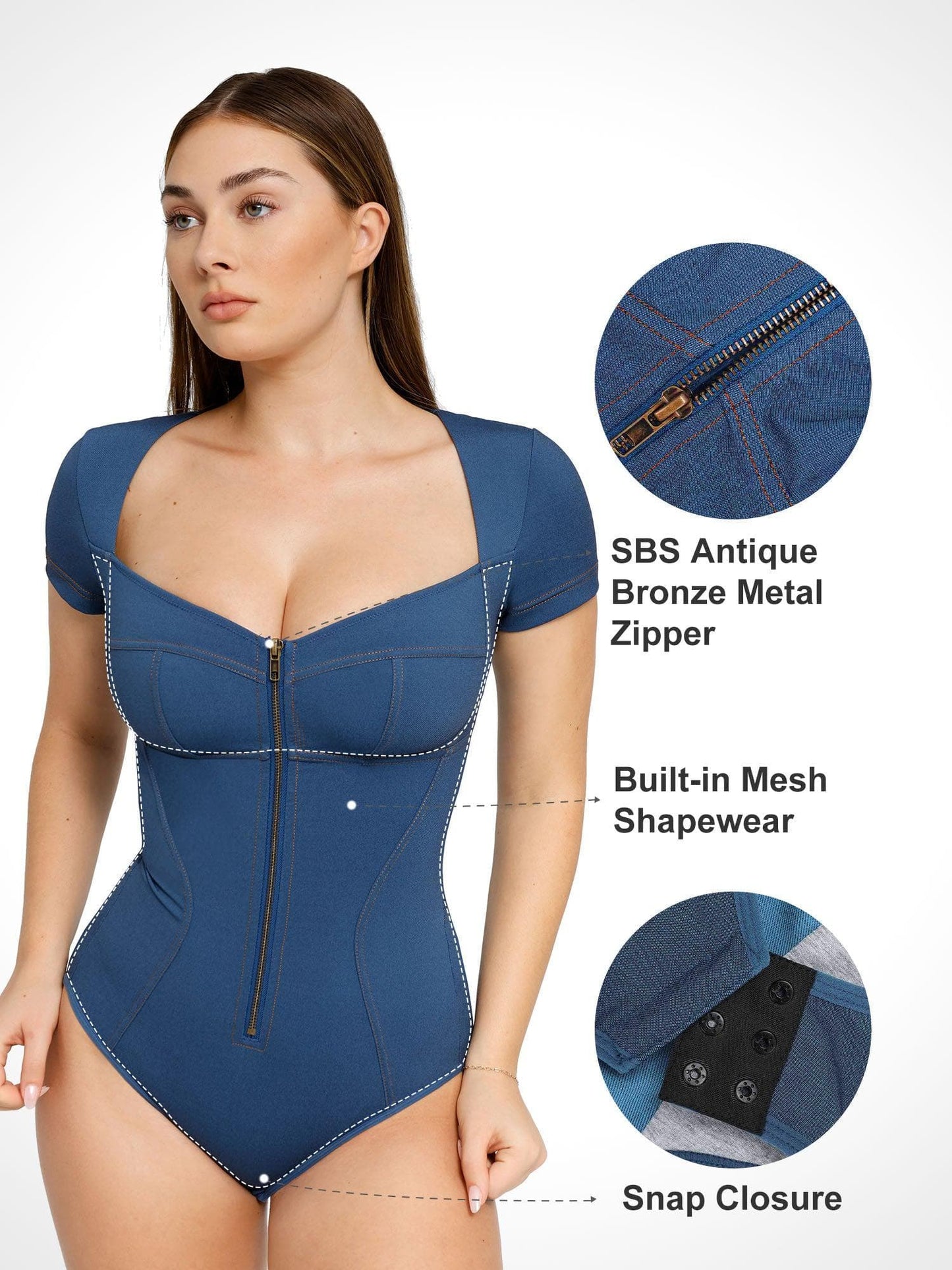 This tight-fitting denim top is the ideal piece for those looking for a modern look that also enhances their figure.