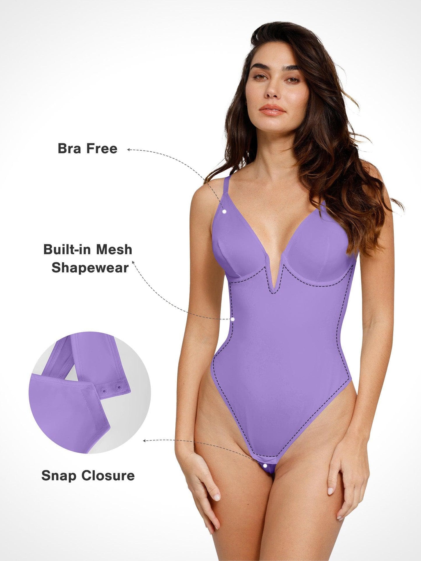 Body sculptant à décolleté en V profond et dos nu