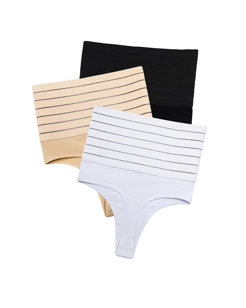 Breathable seamless high-waisted elastic thong sculpting underwear