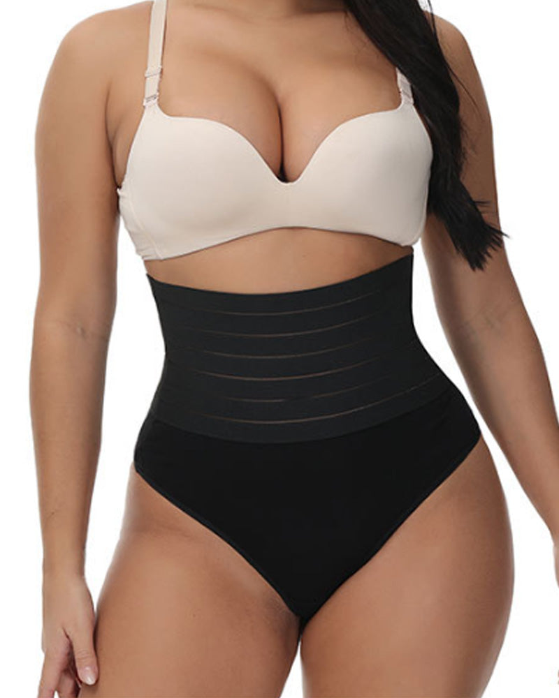 Breathable seamless high-waisted elastic thong sculpting underwear