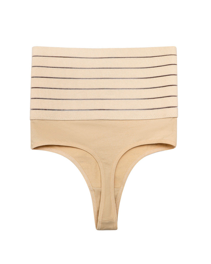 Breathable seamless high-waisted elastic thong sculpting underwear