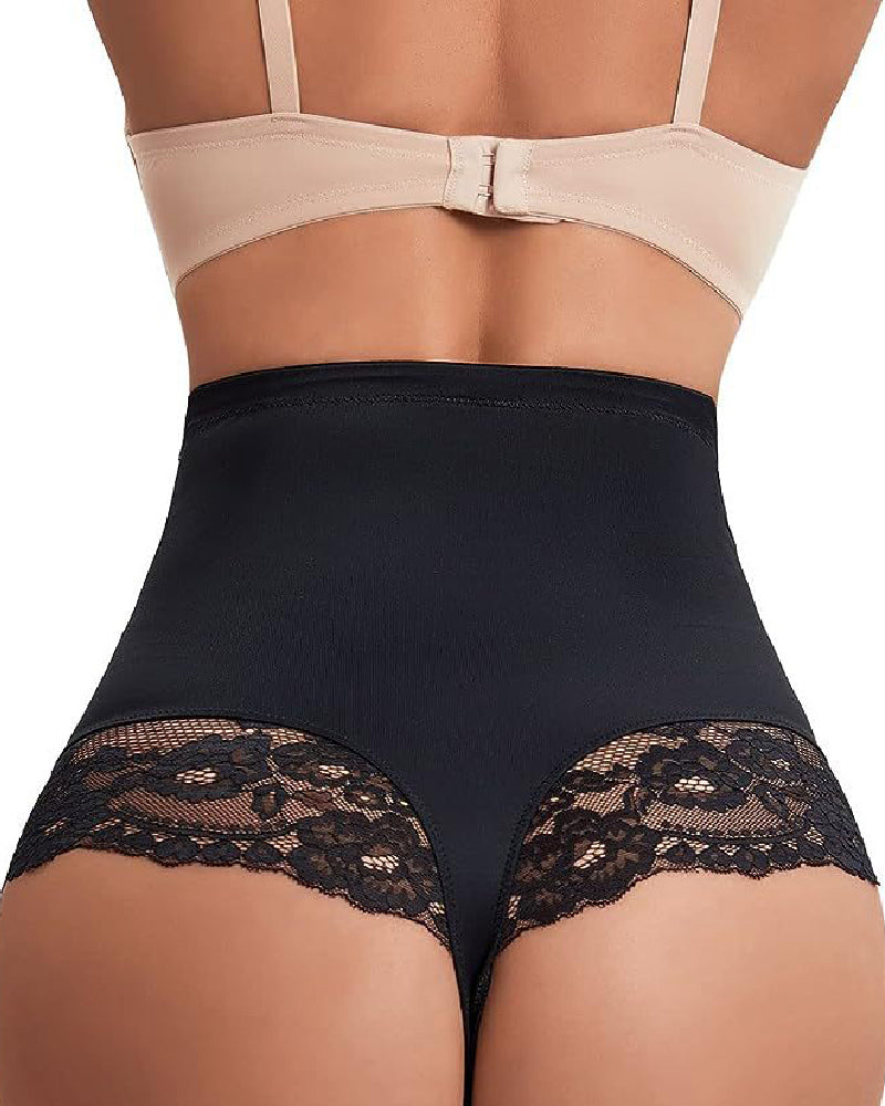 Seamless Lace Tummy Control Shapewear High Waist Compression Thong Panties Underwear
