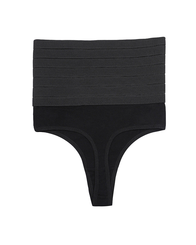 Breathable seamless high-waisted elastic thong sculpting underwear