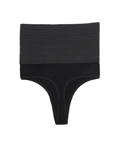 Breathable seamless high-waisted elastic thong sculpting underwear