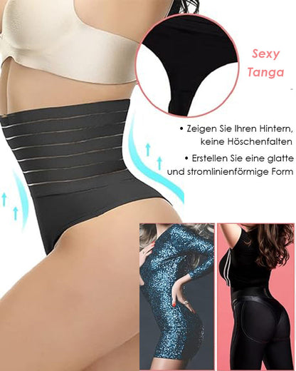 Breathable seamless high-waisted elastic thong sculpting underwear