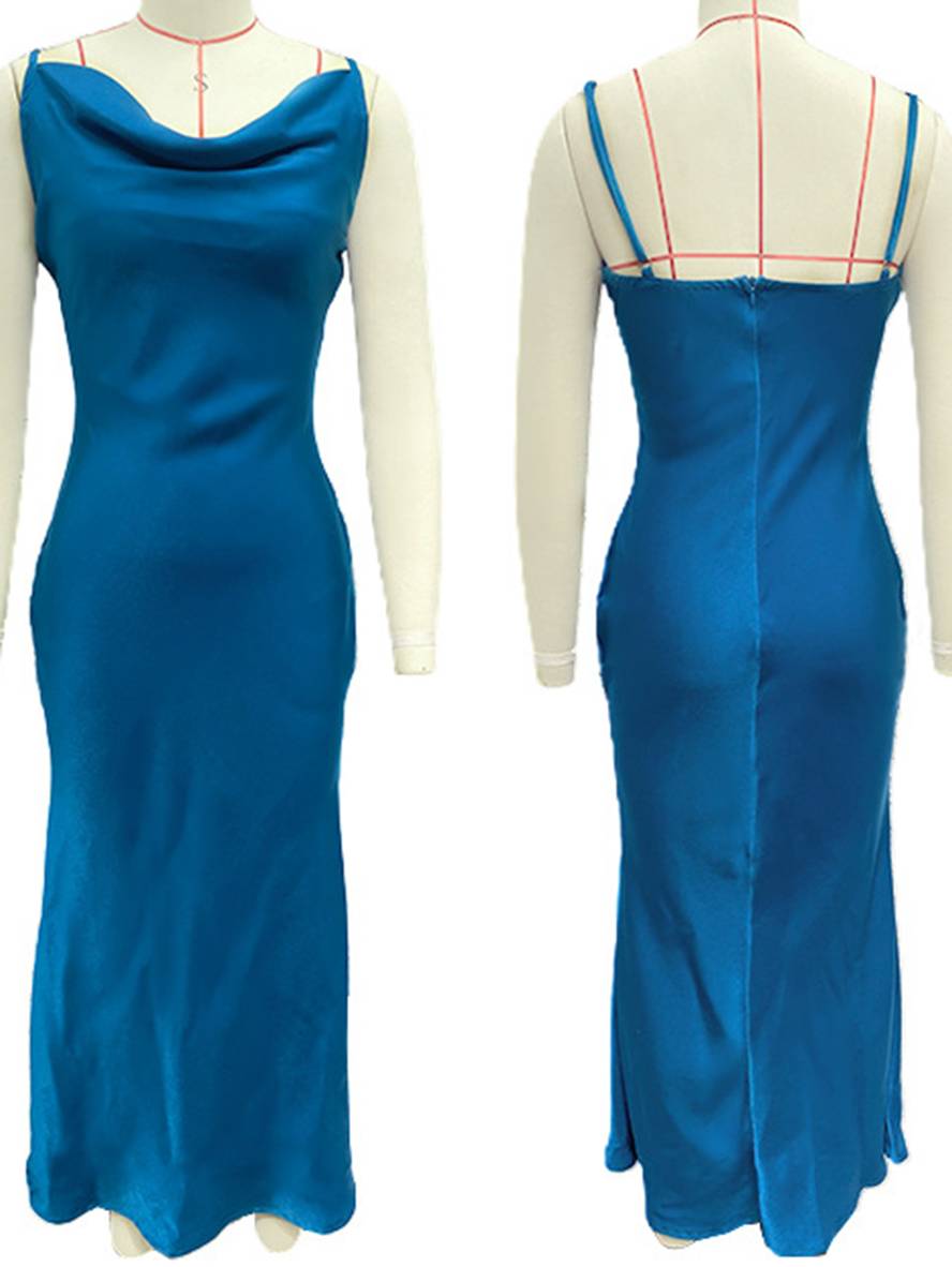 Zaprada satin form-fitting backless bridesmaid dress with thin straps, elegant evening wear for wedding guests