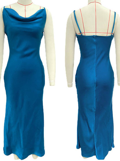 Zaprada satin form-fitting backless bridesmaid dress with thin straps, elegant evening wear for wedding guests