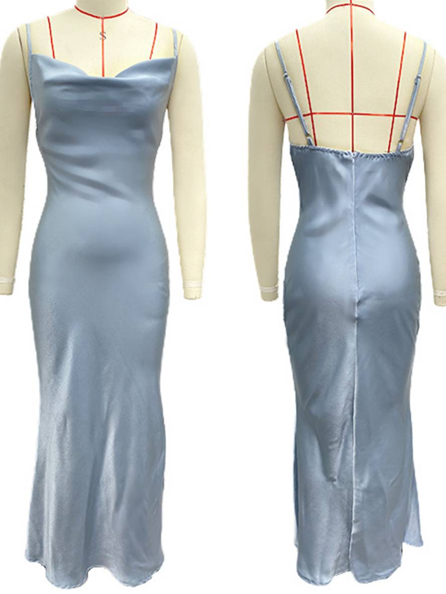 Zaprada satin form-fitting backless bridesmaid dress with thin straps, elegant evening wear for wedding guests