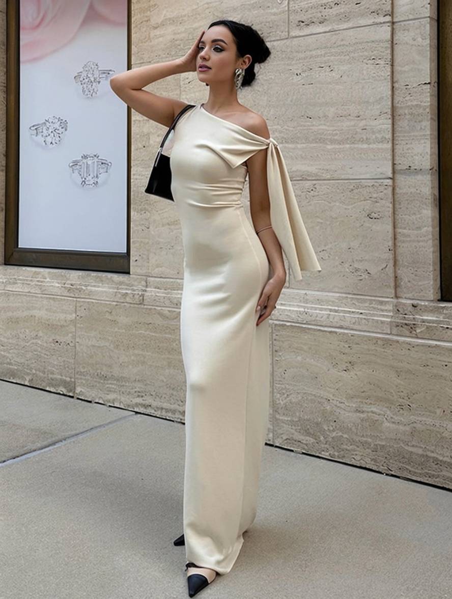 Zaprada long, form-fitting, one-shoulder, sleeveless, elegant evening dress for women