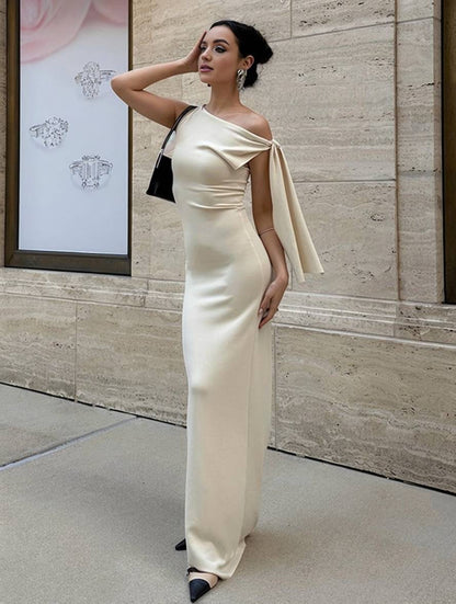 Zaprada long, form-fitting, one-shoulder, sleeveless, elegant evening dress for women