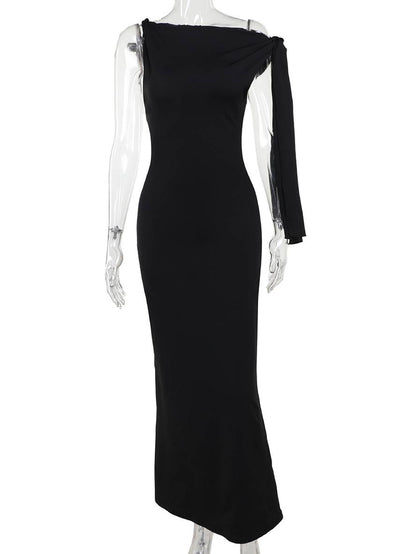Zaprada long, form-fitting, one-shoulder, sleeveless, elegant evening dress for women