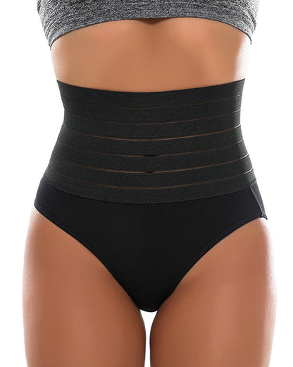 Breathable seamless high-waisted elastic thong sculpting underwear