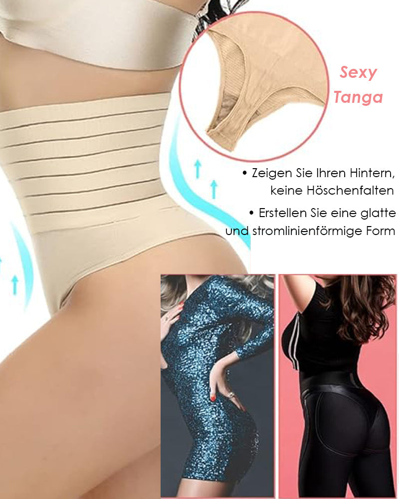 Breathable seamless high-waisted elastic thong sculpting underwear