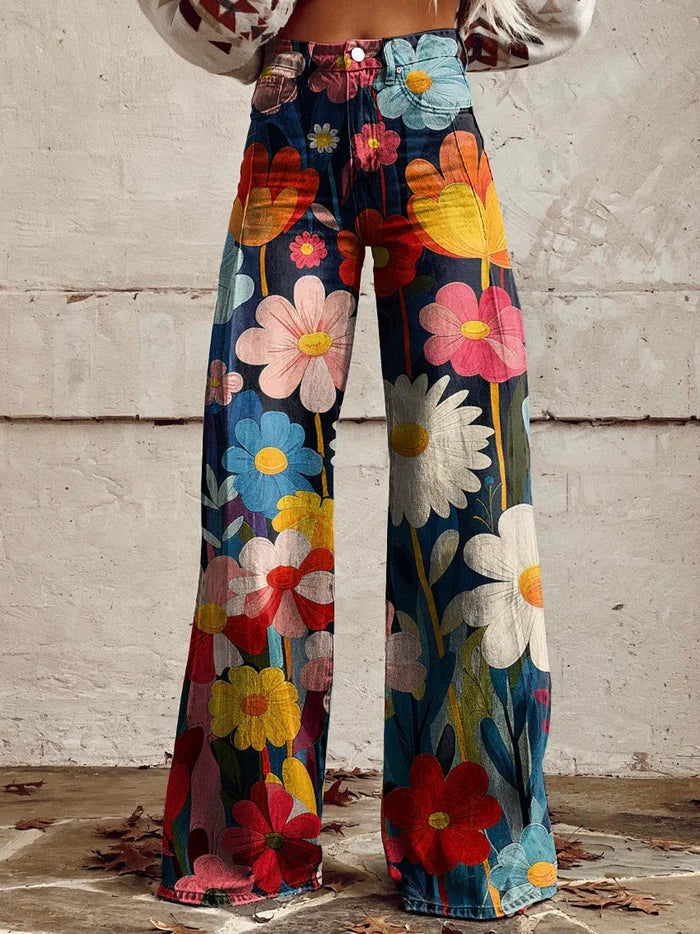 ATASHA | PANTALON LARGE AVEC FLEURS